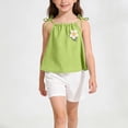 thumbnail image 1 of DAETIROS Girls Summer Outfit Set 2 Piece, Soft Stretchy Cami Top & High Waist Shorts, Play Clothes with 3D Flower, Green, Kids to Kids Sizes,Size 5-6 T, 1 of 6