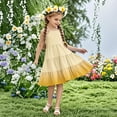 thumbnail image 1 of DAETIROS Girls Tiered Dress Ombre Yellow to Orange Spaghetti Straps Soft Summer Sundress for Beach Party Playdate Kids 2T-10Y,Size 13 T, 1 of 7