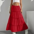 thumbnail image 1 of DAETIROS Girls Tiered Maxi Skirt Long Ruffle Skirt Kids Girls Wine Red Stretchy Elastic Waist Flowy Party Casual Dressy Play Skirt,Size 6-7T, 1 of 8