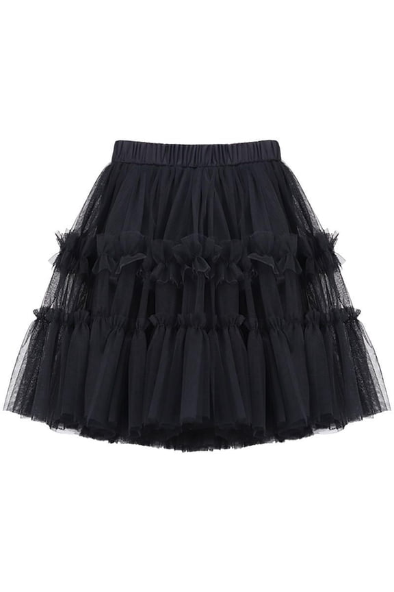 Girls Tutu Skirt for Party & Dance - Black Tulle Ruffle Skirt with Soft Elastic Waist for Girls Kids 2-12 Years,Size 5 T
