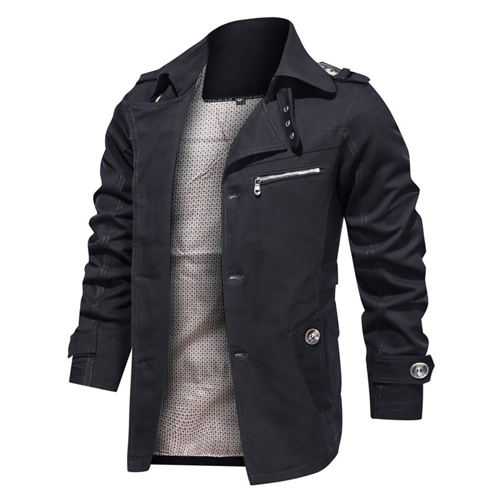 DAETIROS Hoodless Jackets for Men Youth Adult Winter Outwear Pure Color