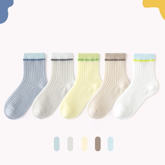DAETIROS Kids Cotton Crew Socks Soft Breathable Reinforced Heel & Toe 5-Pair Pack Gray Unisex Kids Youth Big Kid Sizes 4-7 8-11 12-1 2-5,Size 1 T