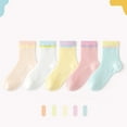 thumbnail image 1 of DAETIROS Kids Cotton Crew Socks Soft Breathable Reinforced Toe & Heel 5-Pair Pack Pink Pastel Unisex for Girls Boys Kids Youth Sizes 4-7 8-11 12-1 2-5,Size 3 T, 1 of 8