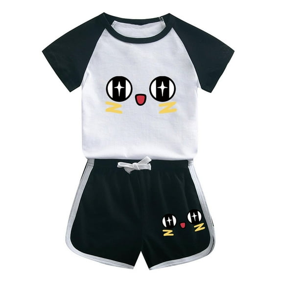 DAETIROS Kids Cute Outfit Sets-Soft Cotton Cute Tank Top and Fashion Shorts 2PC Kids Clothes Set Black Size 3 T