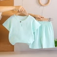 thumbnail image 1 of DAETIROS Kids Girls 2-Piece Outfit Set | Cotton Linen Shorts & Henley Top | Breathable Summer Playwear for Girls 1-6 Years | Green,Size 3-4T, 1 of 5