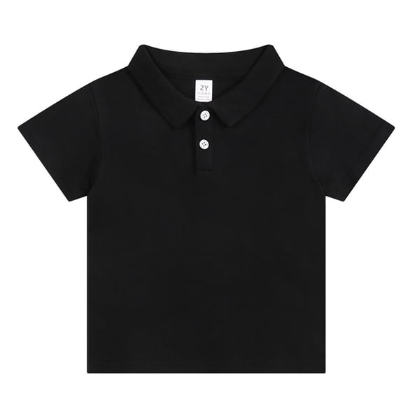 DAETIROS Kids Polo Shirts-Cotton Casual School Uniform Shirt Short Sleeve Unisex Kids Summer Clothing Black Size 1-2 T