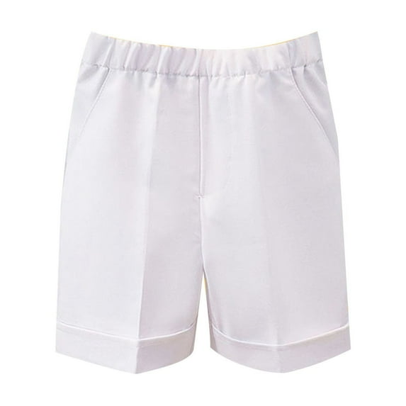 DAETIROS Little Boys Shorts, Cotton Fashion Pull-On Casual Summer Boys Shorts with Pockets White Size 7-8 Years