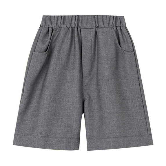 DAETIROS Little Boys Shorts, Pull-On Casual Cotton Summer Fashion Boys Shorts with Pockets Gray Size 9-10 Years