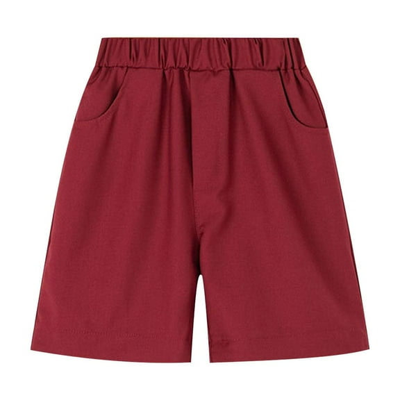 DAETIROS Little Boys Shorts, Pull-On Cotton Fashion Casual Summer Boys Shorts with Pockets Red Size 9-10 Years