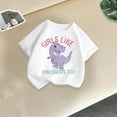 thumbnail image 1 of DAETIROS Little Girls Graphic T-Shirt, Basic Crewneck Casual Cute Dinosaur Short Sleeve Soft Cotton Comfy Girls Summer Tee White Size 7-8T, 1 of 7