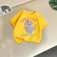 thumbnail image 1 of DAETIROS Little Girls Graphic T-Shirt, Comfy Short Sleeve Casual Soft Cotton Cute Dinosaur Basic Crewneck Girls Summer Tee Yellow Size 2-3T, 1 of 7