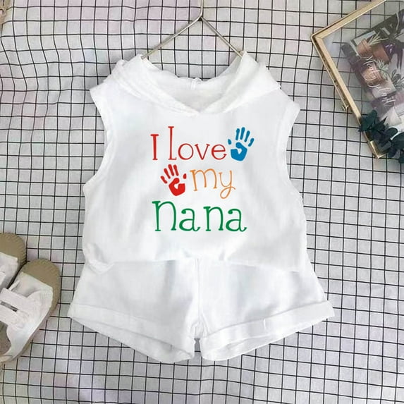 DAETIROS Little Girls Outfit Sets-Comfy Cotton Graphic Hooded Tank Top and Shorts Girls Summer Clothes White Size 4 T