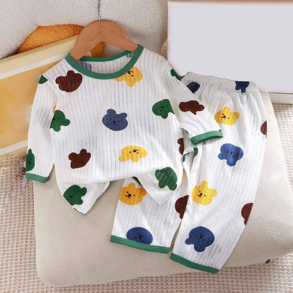 DAETIROS Little Girls PJS Sets-Comfy Cotton Long Sleeve Top and Cute Pants Girls Summer Clothes Green Size 2 T