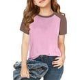 thumbnail image 1 of DAETIROS Little Girls T-Shirt, Short Sleeve Crewneck Cute Comfy Solid Soft Cotton Girls Summer Tee Pink Size 8 T, 1 of 7