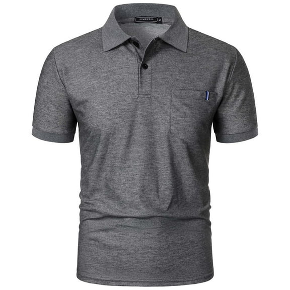 DAETIROS Men Polo Shirts Fashion Solid Short Sleeve Mens Summer Clothes Dark Gray Size S-3XL