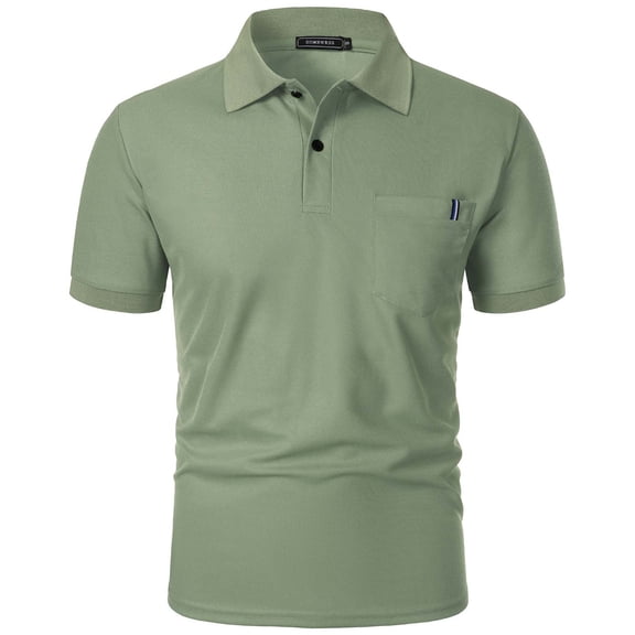 DAETIROS Men Polo Shirts Short Sleeve Solid Fashion Mens Summer Clothes Green Size S-3XL