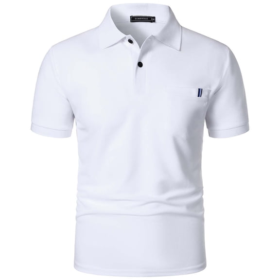 DAETIROS Men Polo Shirts Short Sleeve Solid Fashion Mens Summer Clothes White Size S-3XL