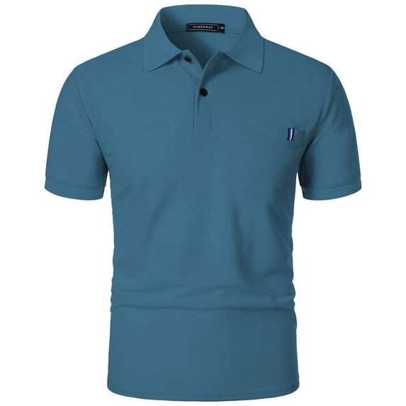 DAETIROS Men Polo Shirts Solid Short Sleeve Fashion Mens Summer Clothes Blue Size S-3XL