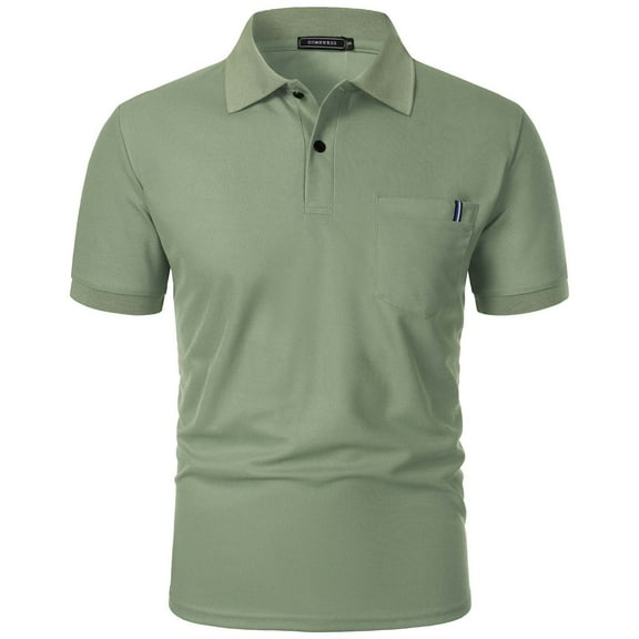 DAETIROS Men Polo Shirts Solid Short Sleeve Fashion Mens Summer Clothes Green Size S-3XL