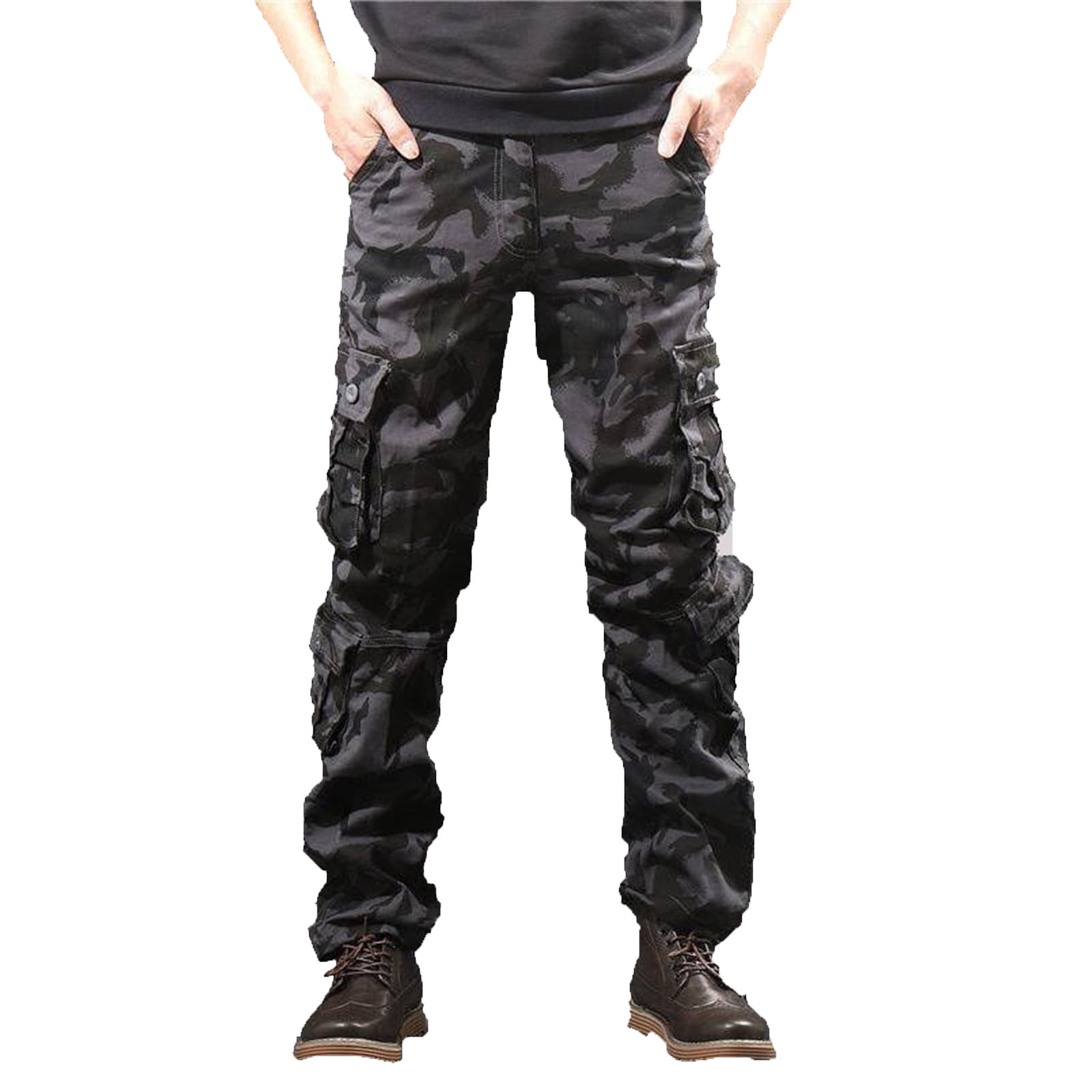 DAETIROS Mens Cargo Pants Slim Fit, Casual Camo Work Cotton Big and