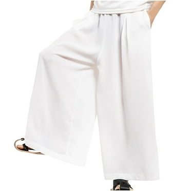 DAETIROS Mens Pants Relaxed Fit, Big and Tall Comfort Lightweight Straight Fit Casual Mens Pants with Pockets White