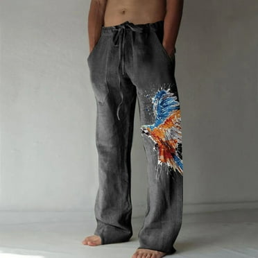 DAETIROS Mens Pants Relaxed Fit, Drawstring Straight Fit Casual Lightweight Mens Pants with Pockets Gray