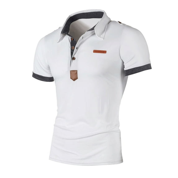 DAETIROS Mens Polo Shirt, Collared Solid Short Sleeve Soft Casual Mens Summer Tees White Size 3XL