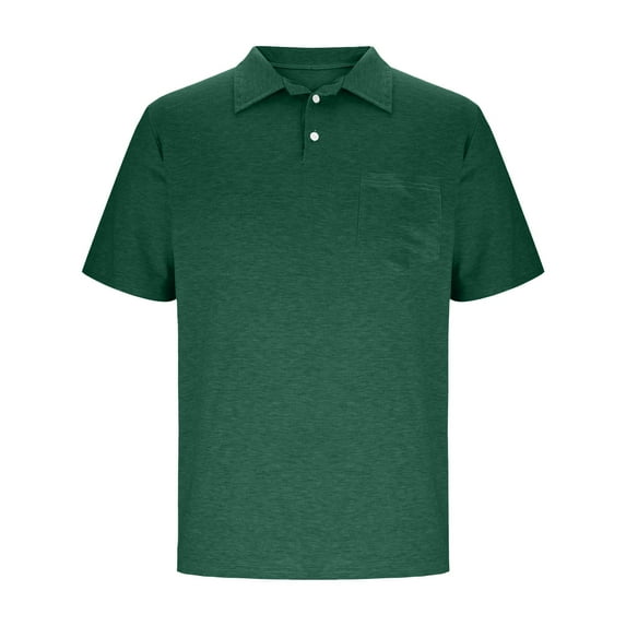 DAETIROS Mens Polos Shirts with Pocket-Short Sleeve Fashion Solid Mens Summer Clothes Army Green Size M-3XL