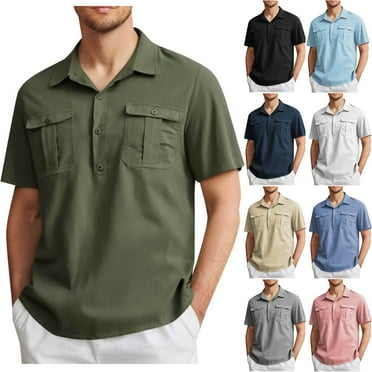 Men's Military Short Sleeve Shirt - Casual Army Work Shirt With Double Pockets For Summer
