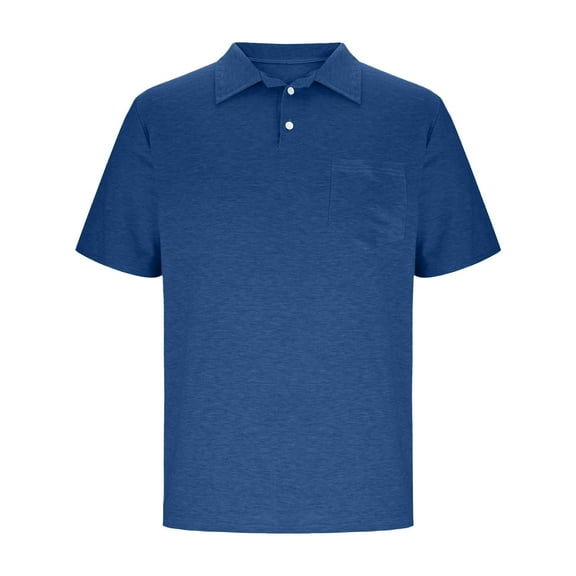 DAETIROS Mens Polos Shirts with Pocket-Short Sleeve Fashion Solid Mens Summer Clothes Navy Size M-3XL