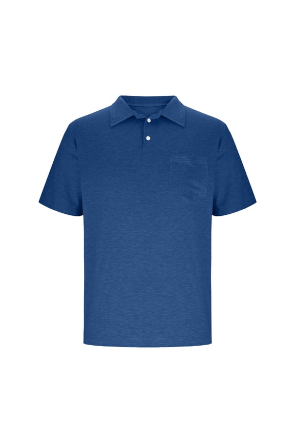 Mens Polos Shirts with Pocket-Short Sleeve Fashion Solid Mens Summer Clothes Navy Size M-3XL
