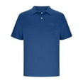 thumbnail image 1 of DAETIROS Mens Polos Shirts with Pocket-Solid Short Sleeve Fashion Mens Summer Clothes Navy Size M-3XL, 1 of 6