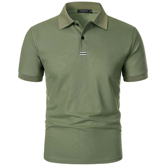 DAETIROS Mens Polo Shirts with Collar-Fashion Solid Short Sleeve Mens Summer Clothes Green Size S-3XL