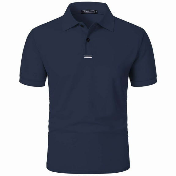 DAETIROS Mens Polo Shirts with Collar-Short Sleeve Fashion Solid Mens Summer Clothes Navy Size S-3XL