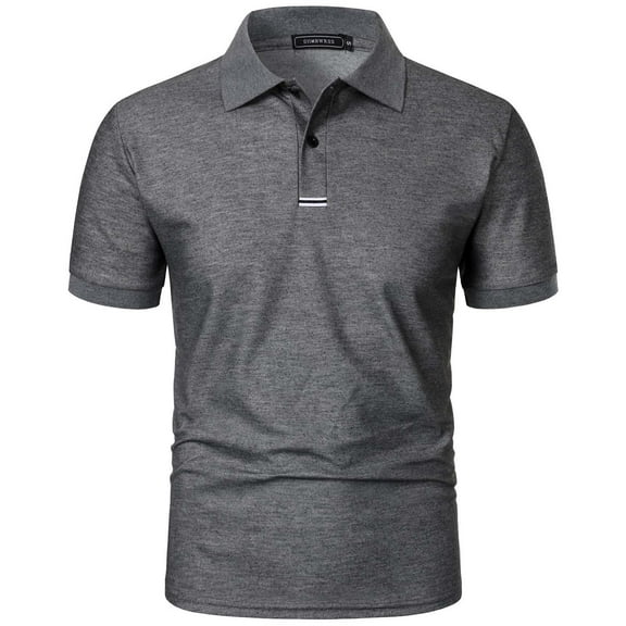 DAETIROS Mens Polo Shirts with Collar-Short Sleeve Solid Fashion Mens Summer Clothes Dark Gray Size S-3XL