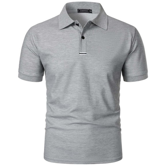 DAETIROS Mens Polo Shirts with Collar-Short Sleeve Solid Fashion Mens Summer Clothes Gray Size S-3XL