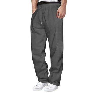 DAETIROS Mens Sweatpants Open Bottom, Relaxed Fit Baggy Athletic Drawstring Casual with Pockets Mens Sweatpants Clearance Dark Gray