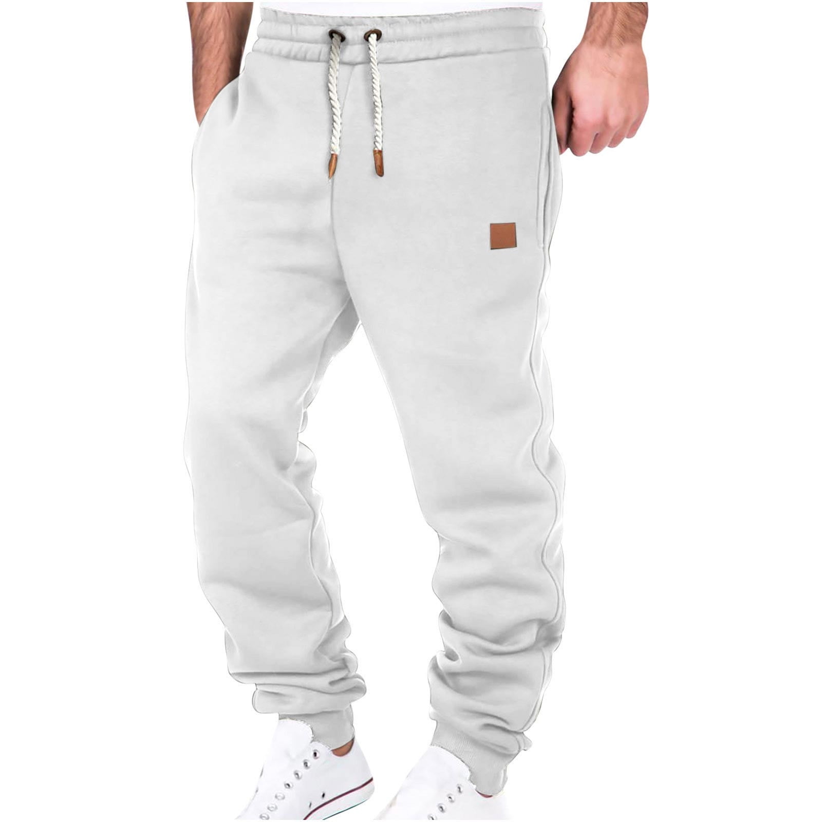 DAETIROS Mens Sweatpants with Pockets Baggy Straight Leg Elastic Waist Drawstring Gym Mens Joggers Clearance Sale White Walmart