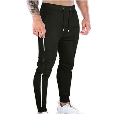 DAETIROS Mens Sweatpants with Pockets, Drawstring Straight Leg Elastic Waist Baggy Gym Mens Joggers Clearance Sale Black