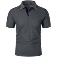 thumbnail image 1 of DAETIROS Polo Men Shirt Fashion Short Sleeve Solid Mens Summer Clothes Dark Gray Size S-3XL, 1 of 5