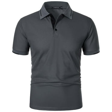 DAETIROS Polo Men Shirt on Clearance-Fashion Short Sleeve Solid Mens Summer Clothes Dark Gray Size S-3XL