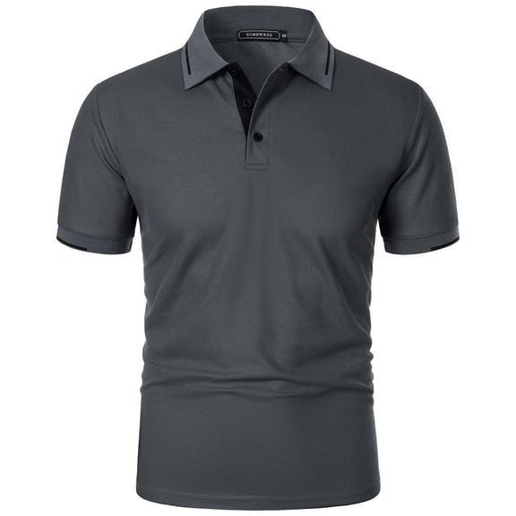 DAETIROS Polo Men Shirt Fashion Short Sleeve Solid Mens Summer Clothes Dark Gray Size S-3XL