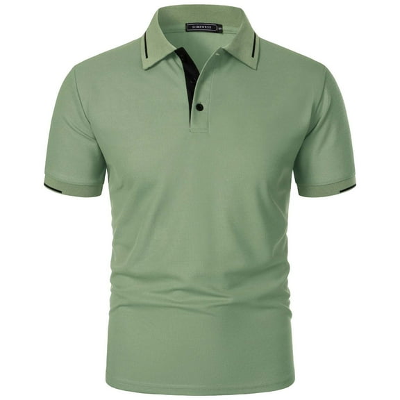 DAETIROS Polo Men Shirt on Short Sleeve Fashion Solid Mens Summer Clothes Green Size S-3XL