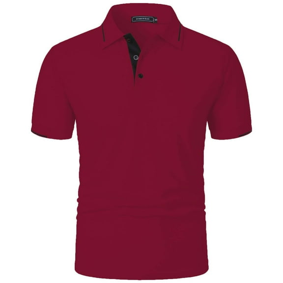 DAETIROS Polo Men Shirt on Short Sleeve Fashion Solid Mens Summer Clothes Wine Size S-3XL