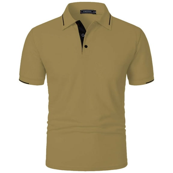 DAETIROS Polo Men Shirt on Solid Fashion Short Sleeve Mens Summer Clothes Khaki Size S-3XL