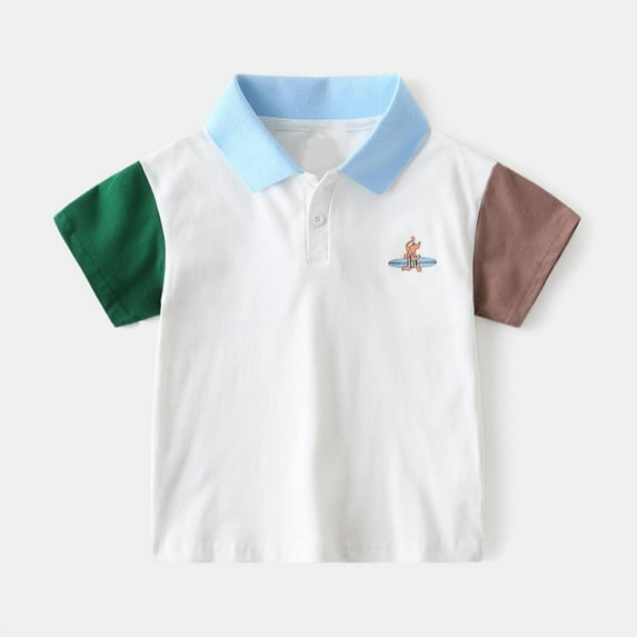 DAETIROS Polo Shirts for Boys-Casual Short Sleeve Cotton Boys Summer Clothes on Sale White Size 7 Years