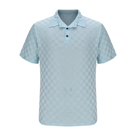 DAETIROS Polo Shirts for Men-Solid Short Sleeve Fashion Mens Summer Clothes on Clearance Light Blue Size S-3XL