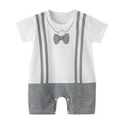Vunhao Baby Girl Romper,Casual Cartoon Printed Short Sleeve Bodysuit on Sale Gray 3-6 Months