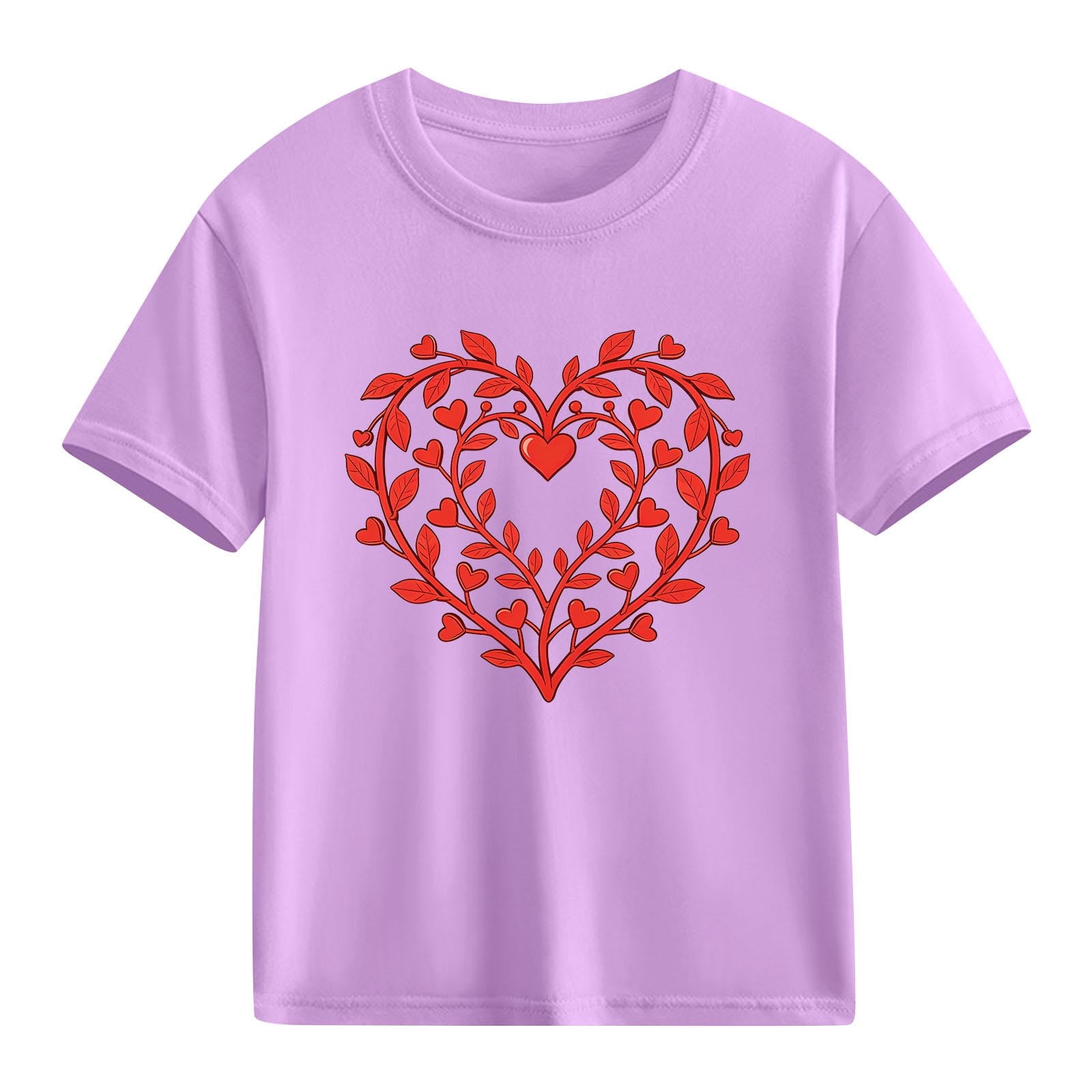 DAETIROS Soft Boys 100% Cotton Purple Heart Vine Graphic Tee Valentine ...