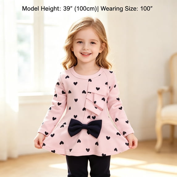 DAETIROS Toddler Girl Sets Soft Cotton Long Sleeve 2 Piece Outfit Crew Neck Cute Printend Loungewear for Kids